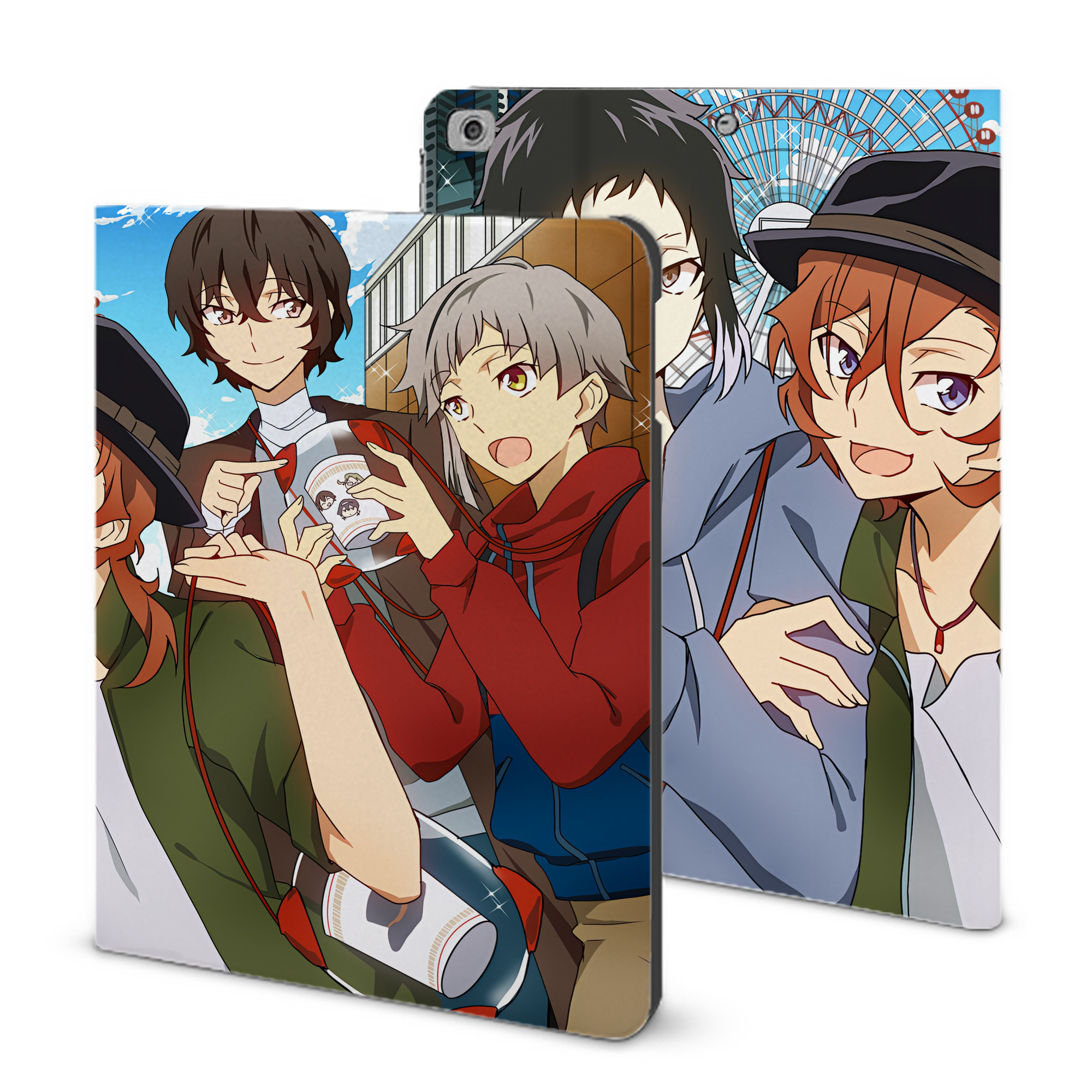 （画像用） 文豪ストレイドッグス Bungo Stray Dogs IPad ケース ブック型 PUレザー TPU 耐衝撃 軽量 薄型 ペン収納なし 全面保護 IPad 各モデル対応